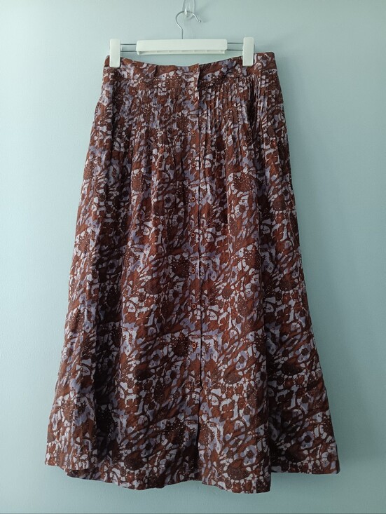 Sessun Dresses & Skirts - Sessun Button Floral Cotton Brown Purple Midi Tassili Sun Skirt 8